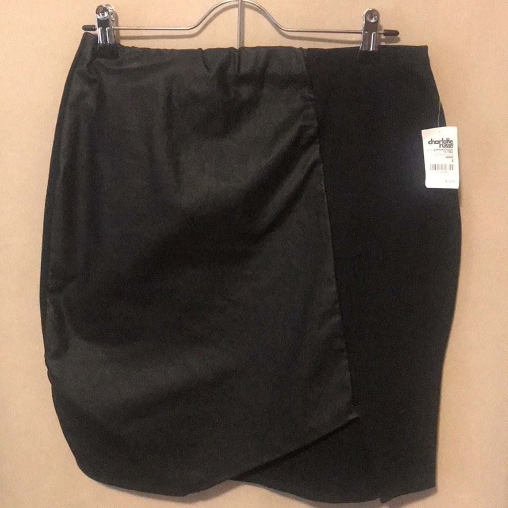 Black half *pleather have nylon/spandex skirt